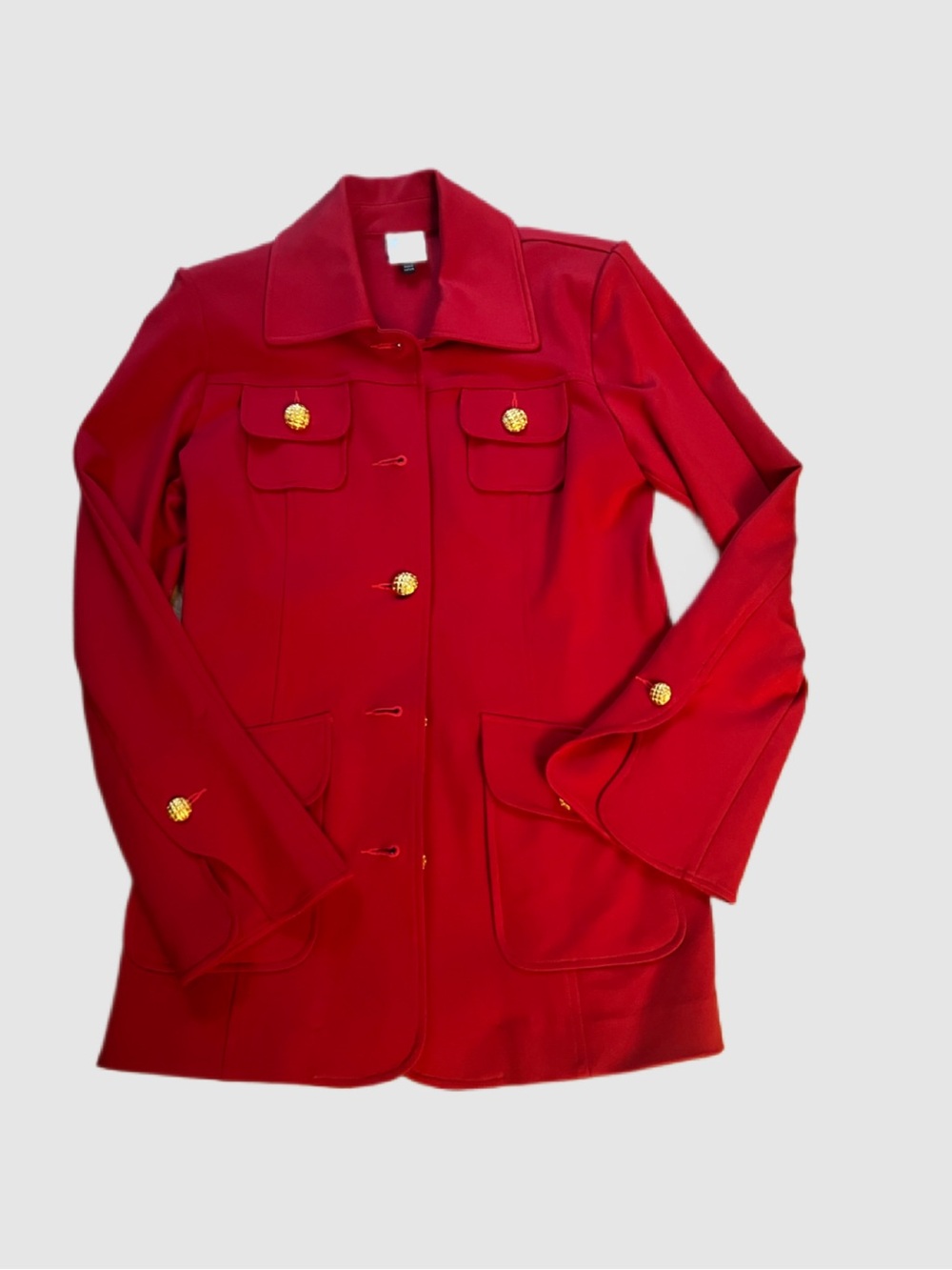 CAbi Red Jacket Coat with Gold-Tone Buttons